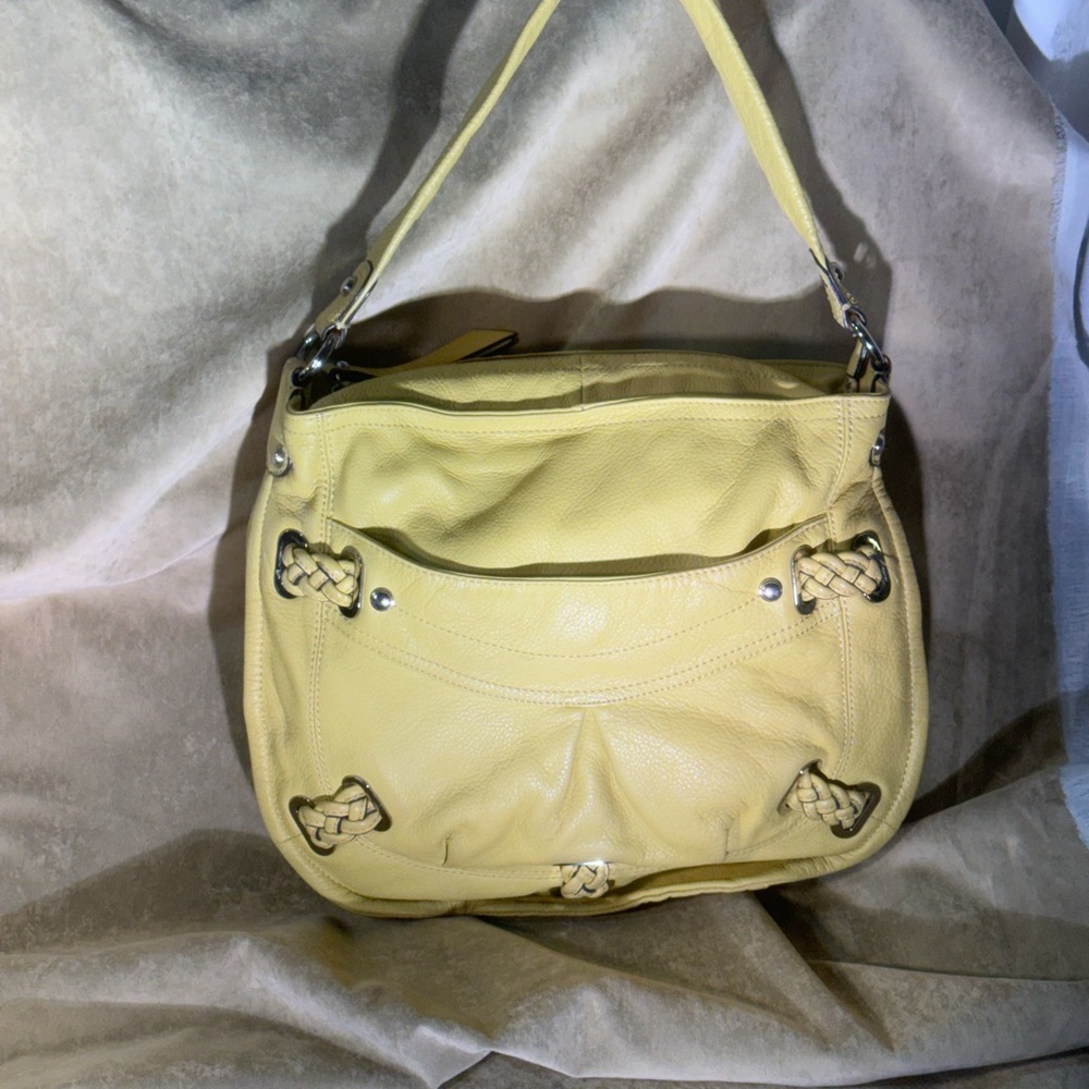 B. Makowsky Yellow Leather Hobo Shoulder Bag - Picture 13 of 13